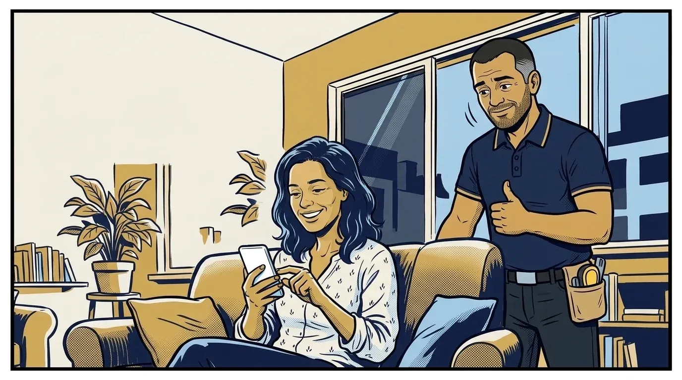 Mariana aprova a proposta no próprio celular e Davi faz sinal de positivo